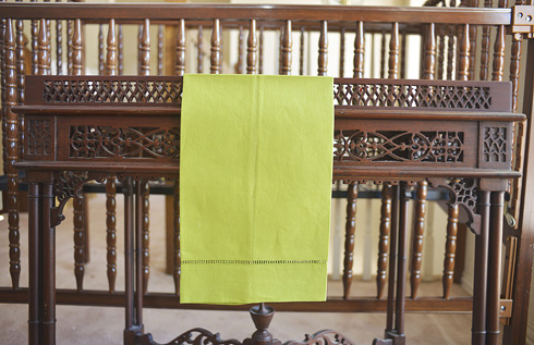 Macaw Green colored Hemstitch Guest Towels 14"x22". Each - Click Image to Close